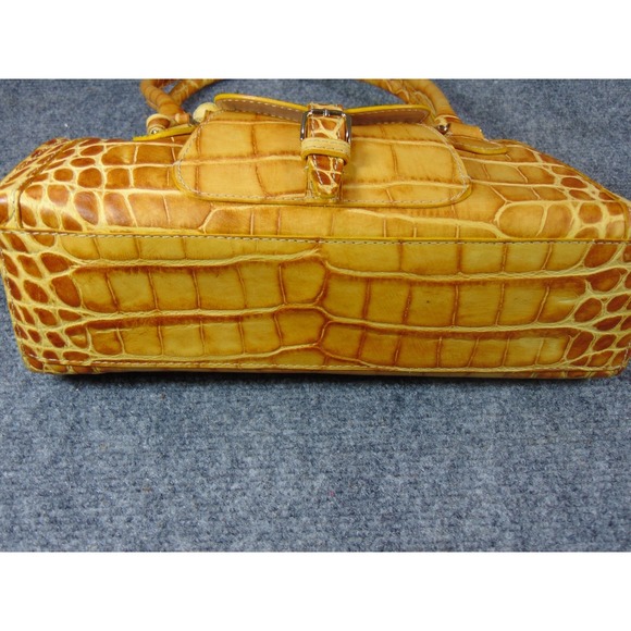 Dooney Bourke Purse Small East West Top Zip Yellow Crocodile Leather Bag FLAW - Picture 7 of 16